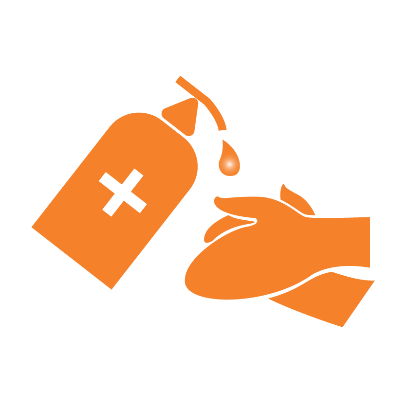 Use Hand Sanitiser orange icon
